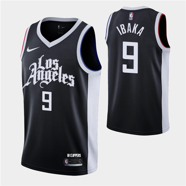 Men's Los Angeles Clippers #9 Serge Ibaka 2020-21 Black City Edition Stitched NBA Jersey